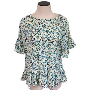 Red Lolly Floral Ruffle Detail Top✨Size: Small